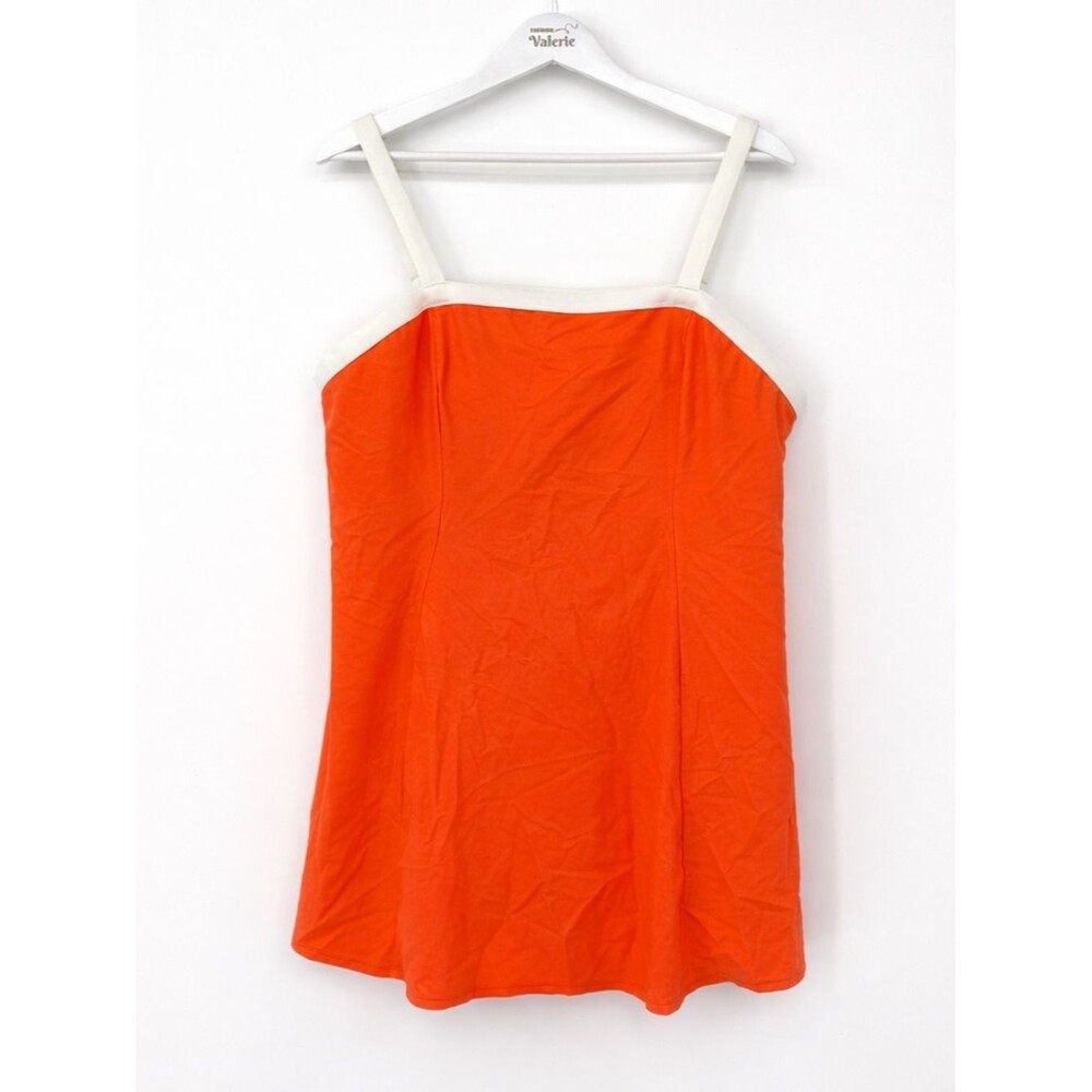 Roaman's Bright Orange Swim Dress White Trim Plus Size 22W Vacation Summer
